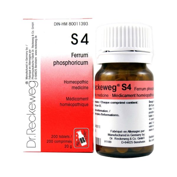 Dr. Reckeweg Homeopathic   S4 - Ferrum Phosphoricum- 12X - 200 Tablets